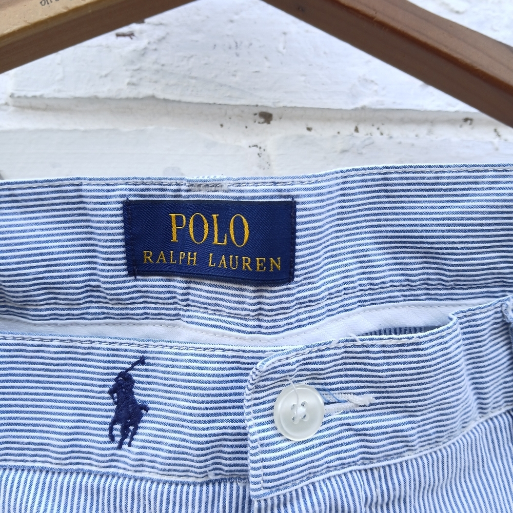 Polo by Ralph Lauren Blue Stripe Embroidered Pony Shorts - Picture 4 of 7